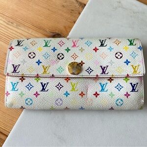 Louis Vuitton 2006 Vintage Murakami Sarah Long Wallet White Multicolor Monogram